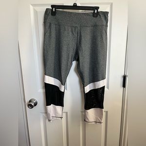 RBX work out Capri leggings in gray, sheer black and white pattern.  Size XL